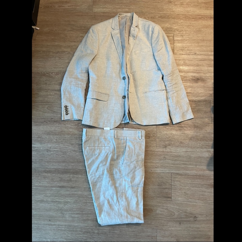 H&M Beige Linen Suit Separates 40R 34R